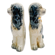 Pair Of 5.5" Blue & White Staffordshire Style Spaniel Dogs