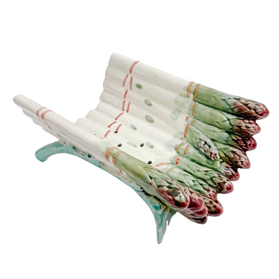 Mi-Century French Barbotine Asparagus Cradle Platter