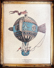 Italian Florentine Framed Hot Air Balloon Giclee Prints On Board