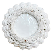 Vintage White Glazed Ceramic Garlic Basket Centerpiece