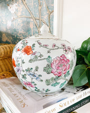 Vintage Famille Verte Peony Floral Ginger Jar