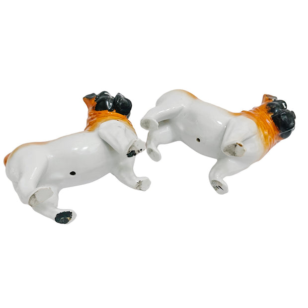 Pair of Antique Austrian Porcelain Pug Dog Figurines