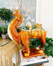 Large Scale Chinese Sancai Tang Style Camel Dragon Saddle
