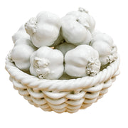 Vintage White Glazed Ceramic Garlic Basket Centerpiece