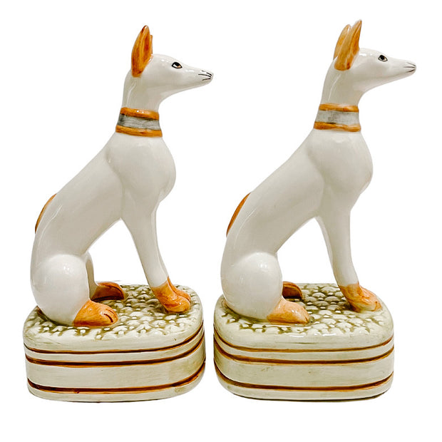 Vintage Pair Of Whippet Dog Bookends