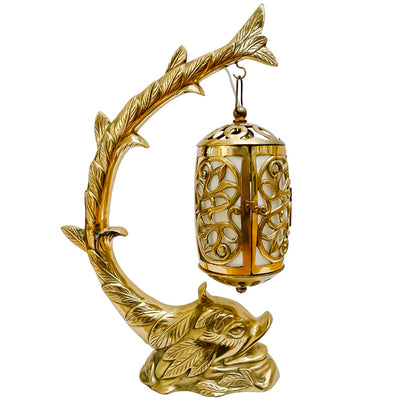 1970 American Brass Koi Fish Lantern Table Lamp