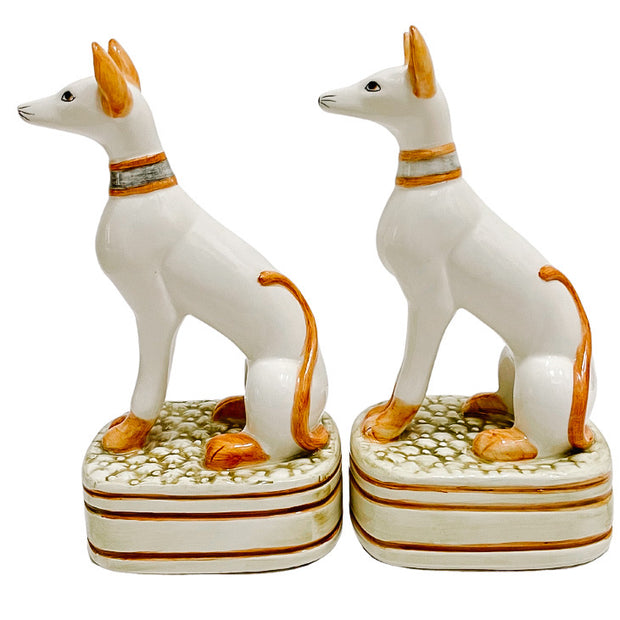 Vintage Pair Of Whippet Dog Bookends