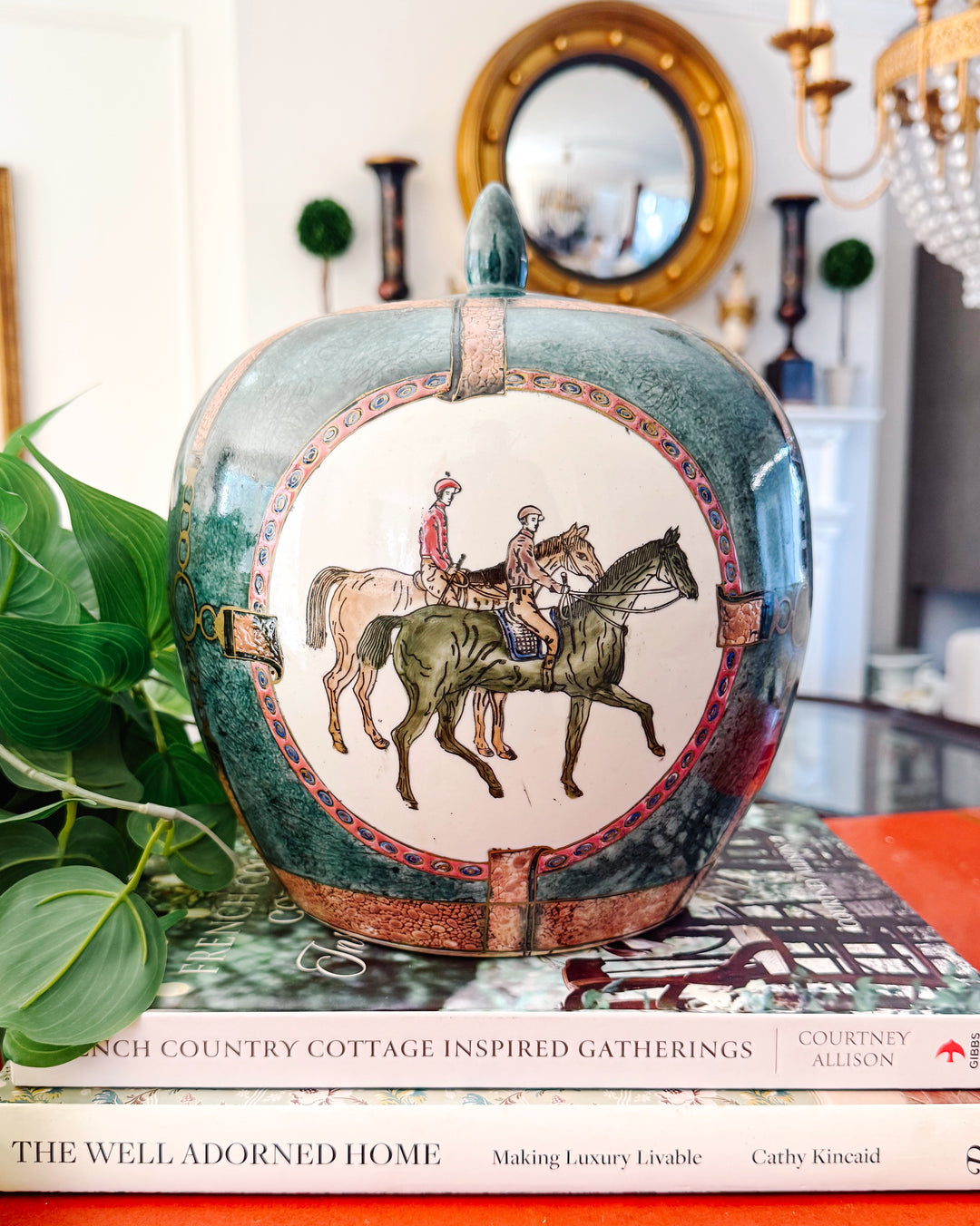 Hand-Painted Chinese Porcelain Equestrian Ginger Jar