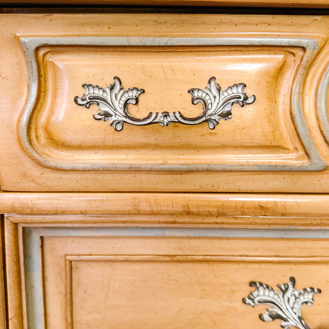 1980 American of Martinsville Carved French Provincial Nightstands - A Pair