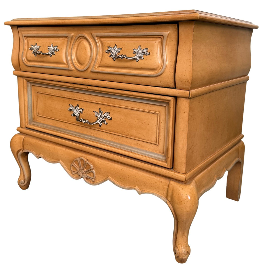 1980 American of Martinsville Carved French Provincial Nightstands - A Pair