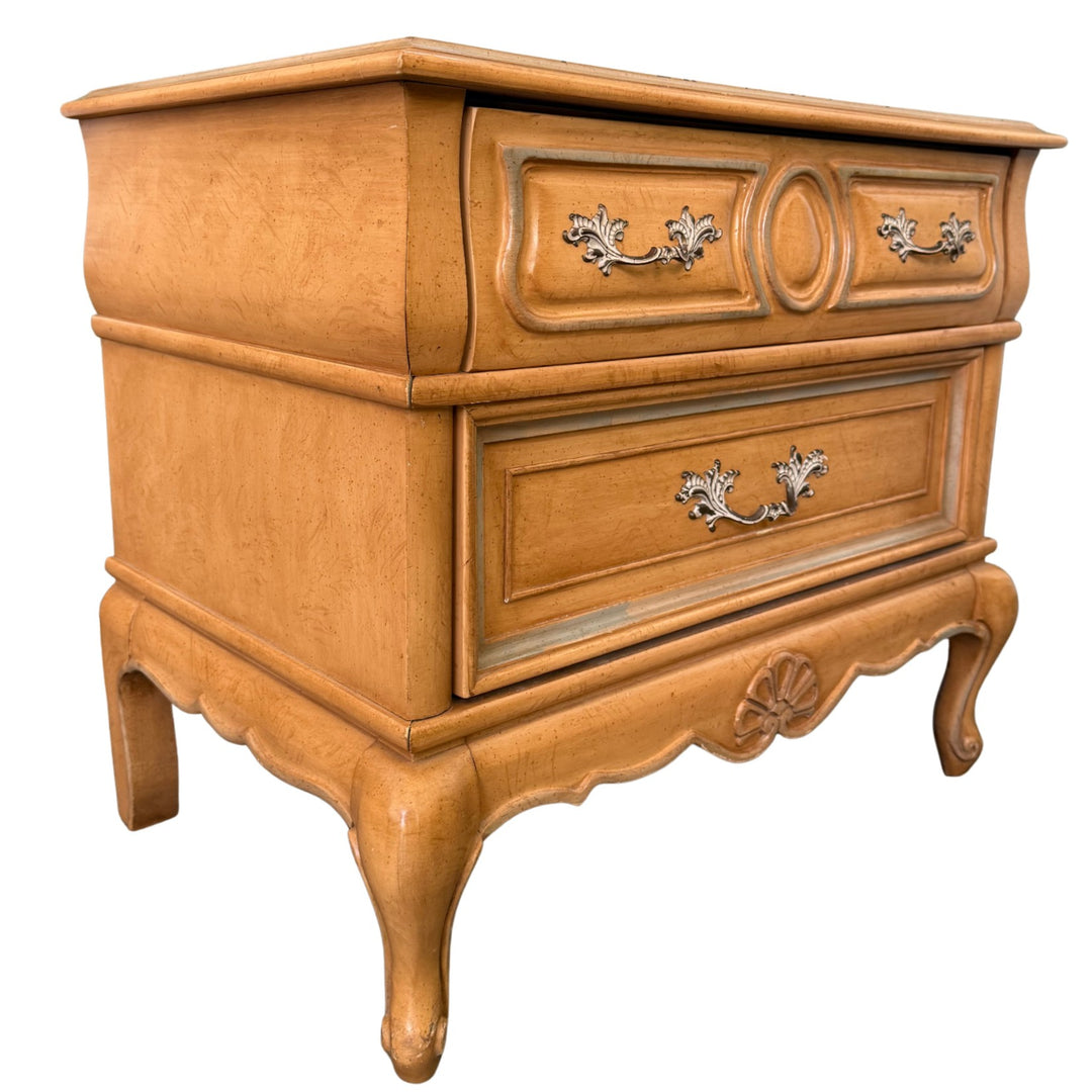 1980 American of Martinsville Carved French Provincial Nightstands - A Pair
