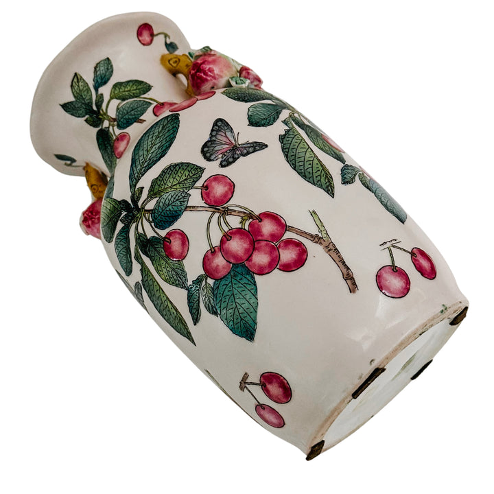 Andrea by Sadek Pink Cherry Vase With Pomegranate Handles