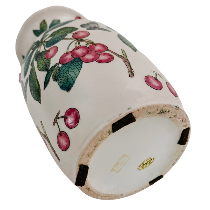 Andrea by Sadek Pink Cherry Vase With Pomegranate Handles