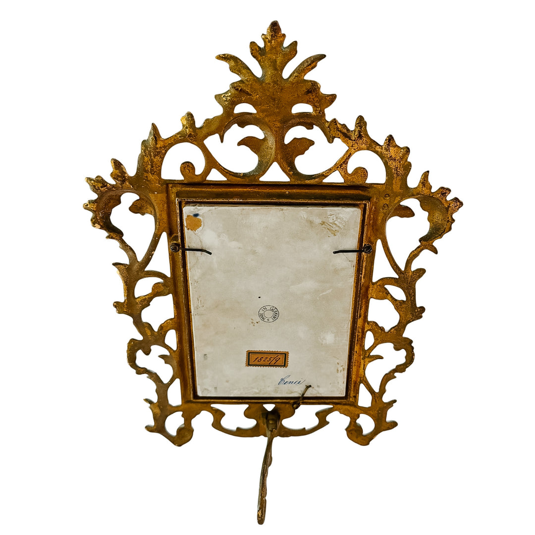Antique 19th C. German Porcelain Plaque of Beatrice Cenci Signed C. Russhuldt, Gilt Rococo Frame