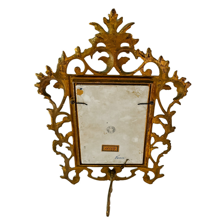 Antique 19th C. German Porcelain Plaque of Beatrice Cenci Signed C. Russhuldt, Gilt Rococo Frame