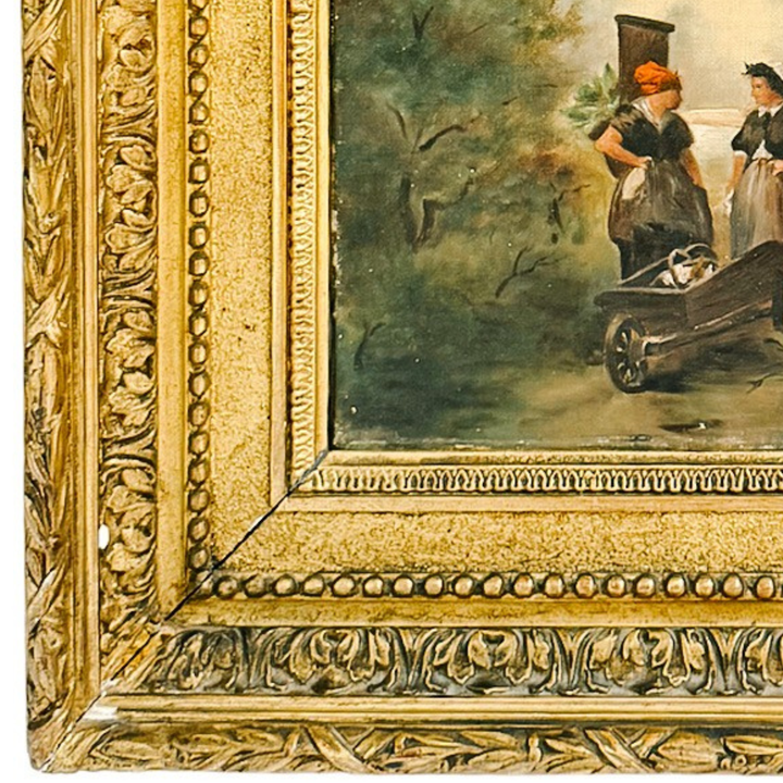 Antique 19th Century French Barbizon Style Original Oil Painting on Canvas, Signed