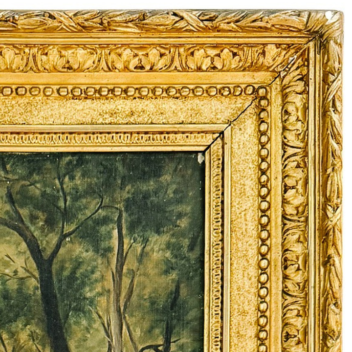 Antique 19th Century French Barbizon Style Original Oil Painting on Canvas, Signed