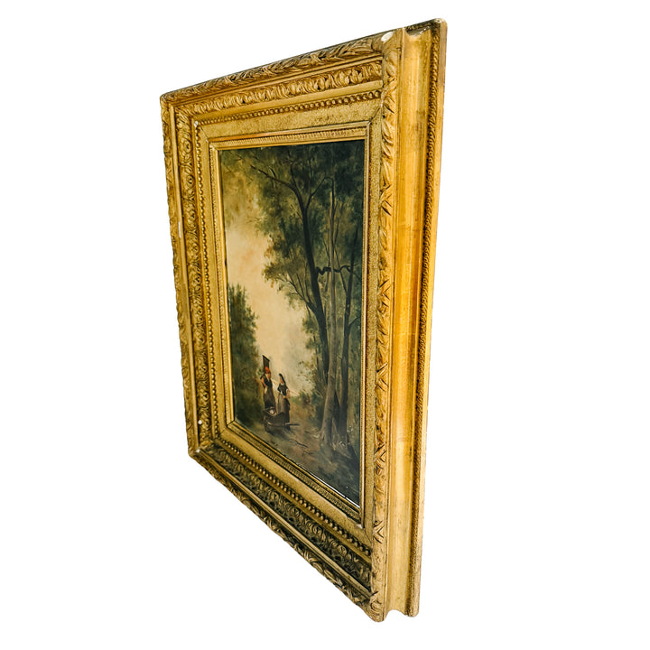 Antique 19th Century French Barbizon Style Original Oil Painting on Canvas, Signed