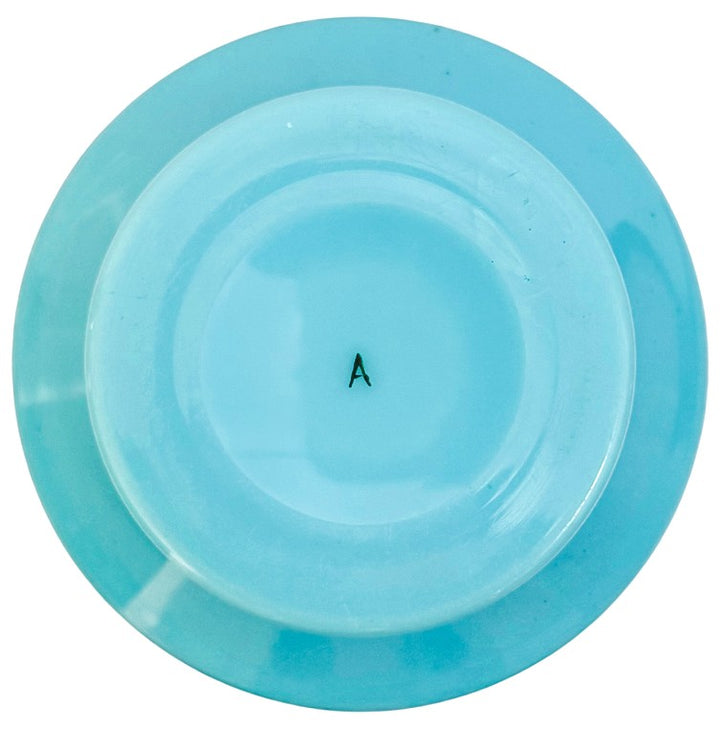 Antique 19th Century French Blue Celeste Opaline Glass Vase With Hand-Painted Jeweled Enamel