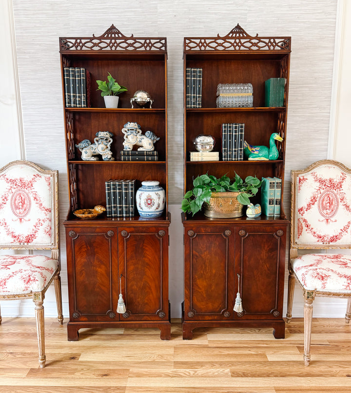 Antique American Chippendale Mahogany Etagere Cabinets by Robert W. Irwin Co.