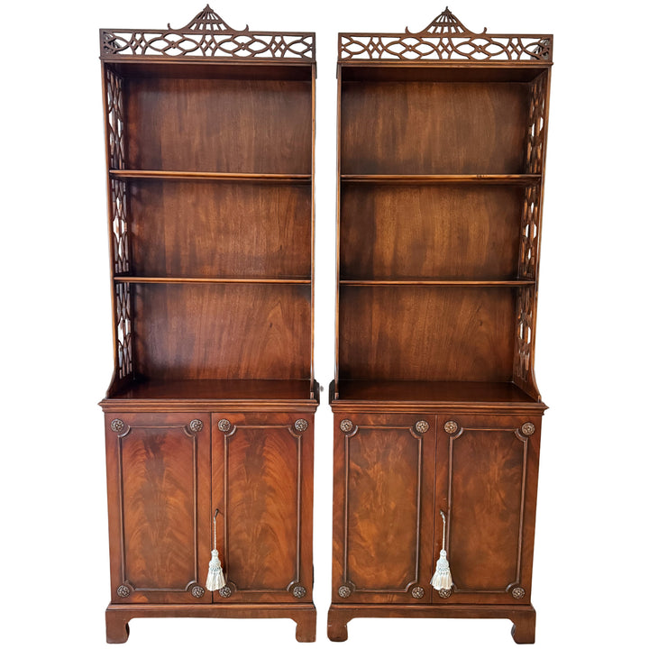 Antique American Chippendale Mahogany Etagere Cabinets by Robert W. Irwin Co.