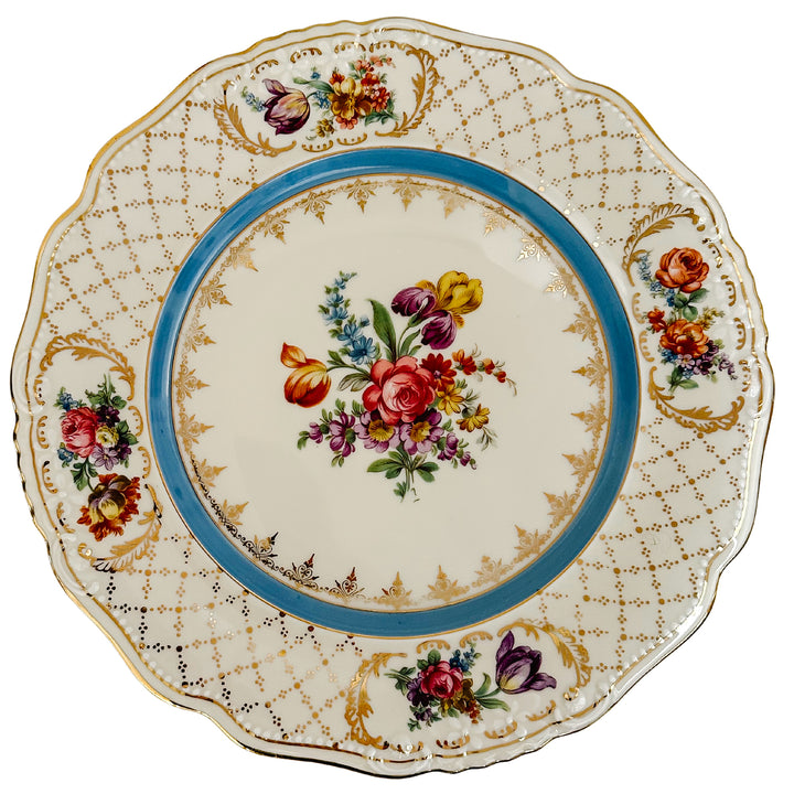 Antique Bohemia Floral Dinner Plate 11" by Pirkenhammer