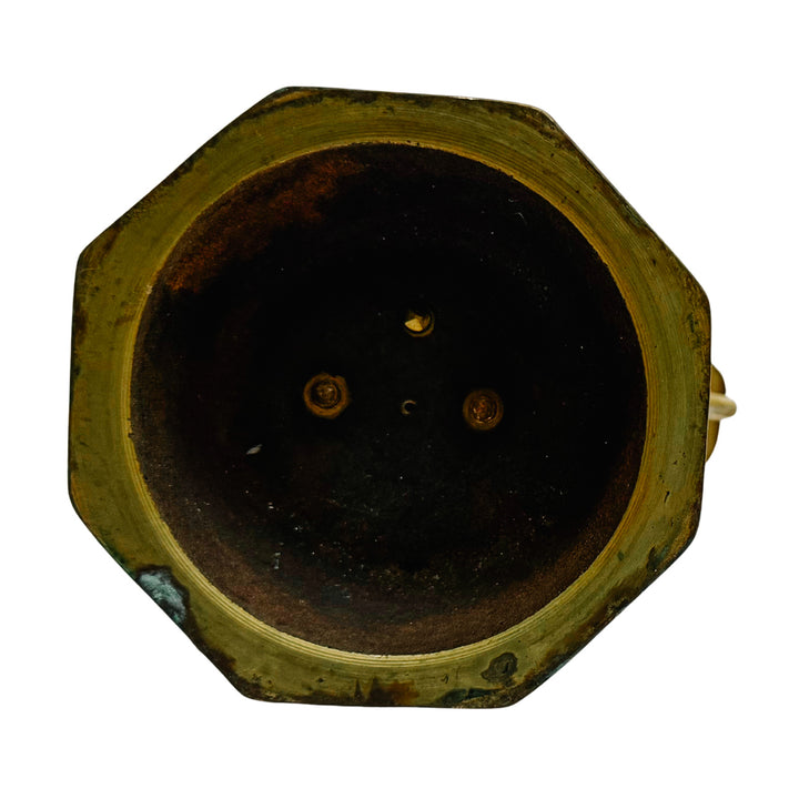 Antique Dutch Heraldic Brass Lion and Shield Two-Arm Candelabras