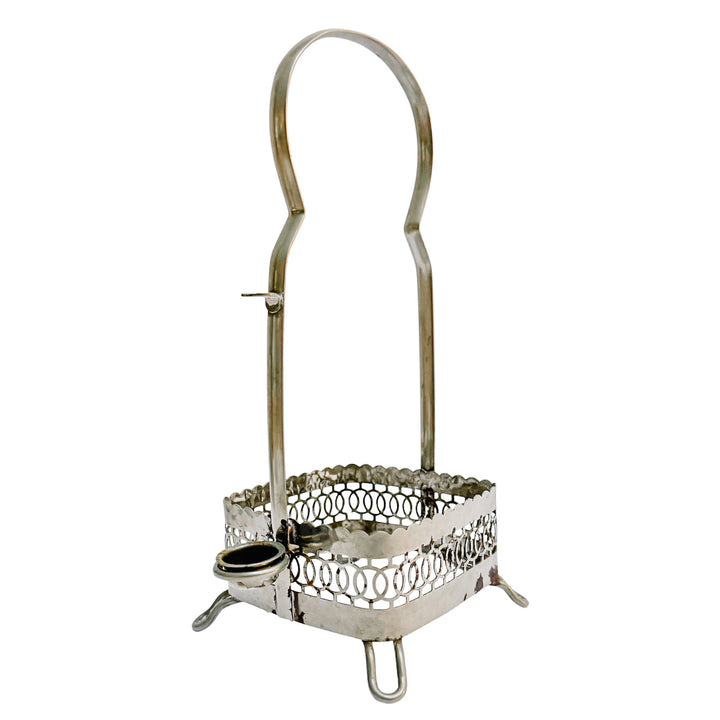 Antique English Silver Plated & Cut Glass Pickle Jars Pair in Original Caddy With Forks