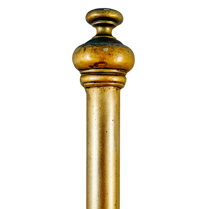 Antique English Victorian Solid Brass Full Size Headboard, Tall Post,  Arched Scrollwork