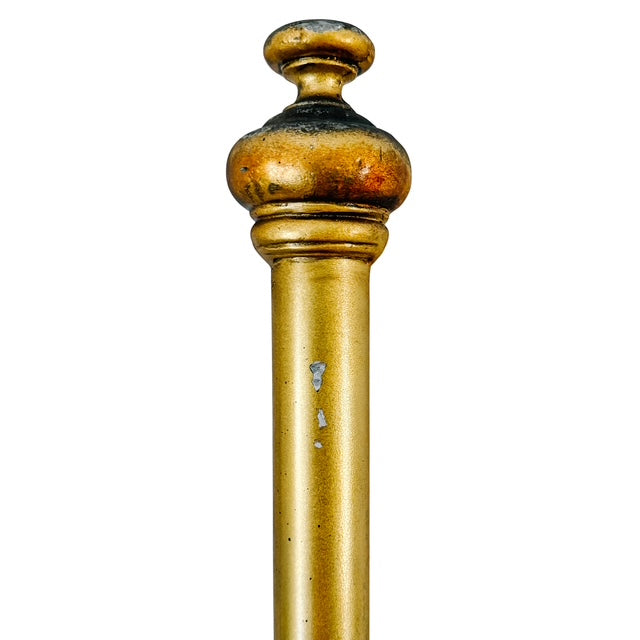 Antique English Victorian Solid Brass Full Size Headboard, Tall Post,  Arched Scrollwork