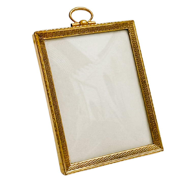 Antique European Petite Brass Photo Frame with Ring