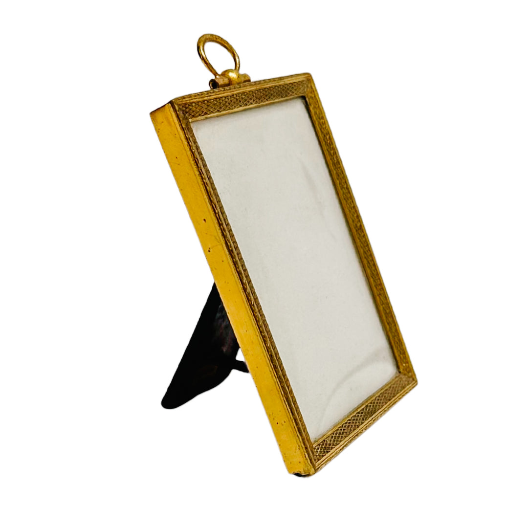 Antique European Petite Brass Photo Frame with Ring