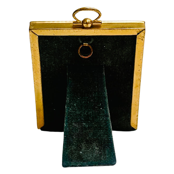 Antique European Petite Brass Photo Frame with Ring