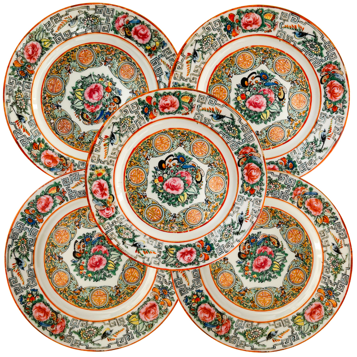 Antique Famille Rose Canton Decorative Plates Set