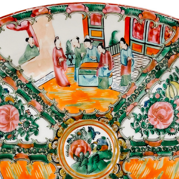 Antique Famille Rose Medallion Oval Platter