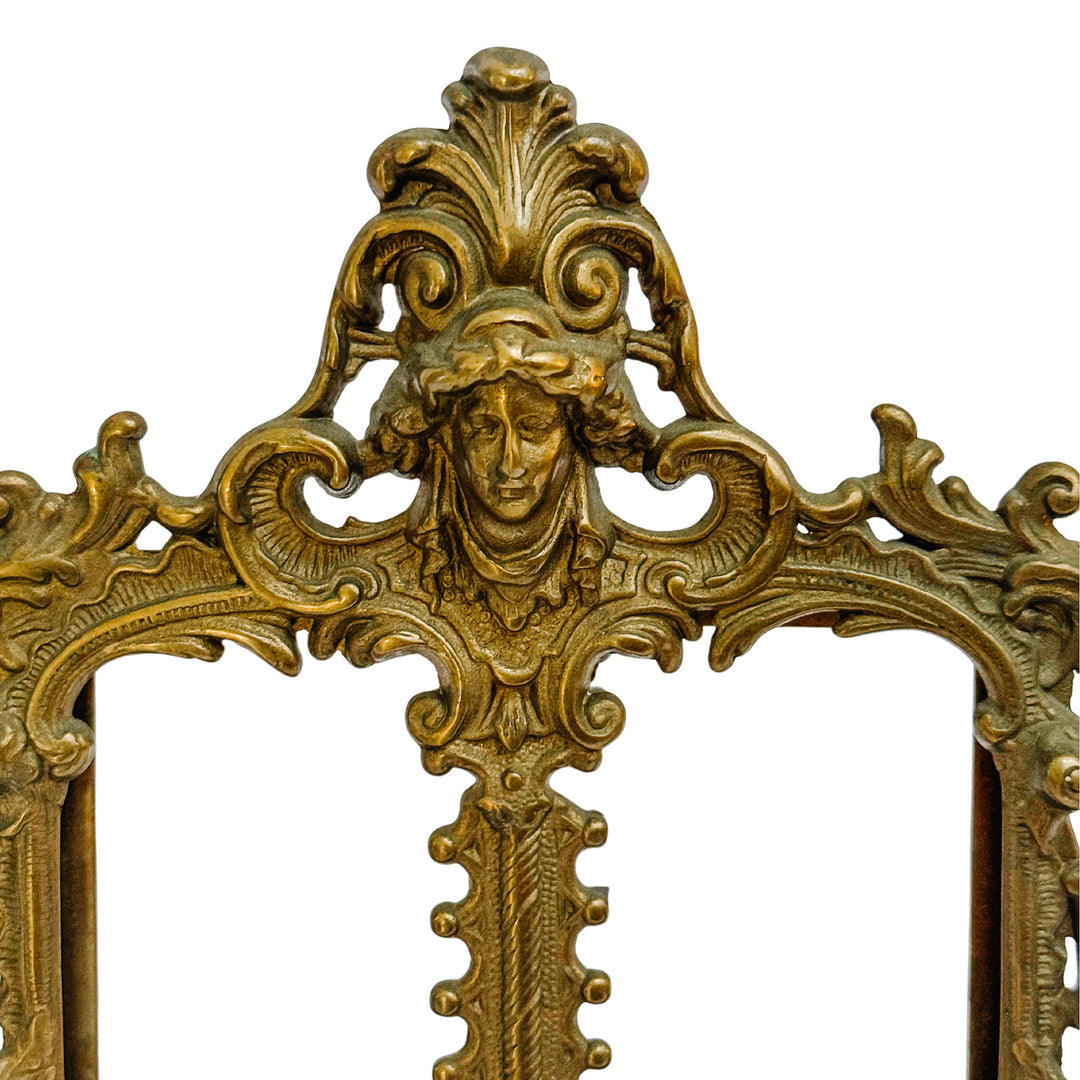 Antique French Art Nouveau Patinated Bronze Double Photo Frame