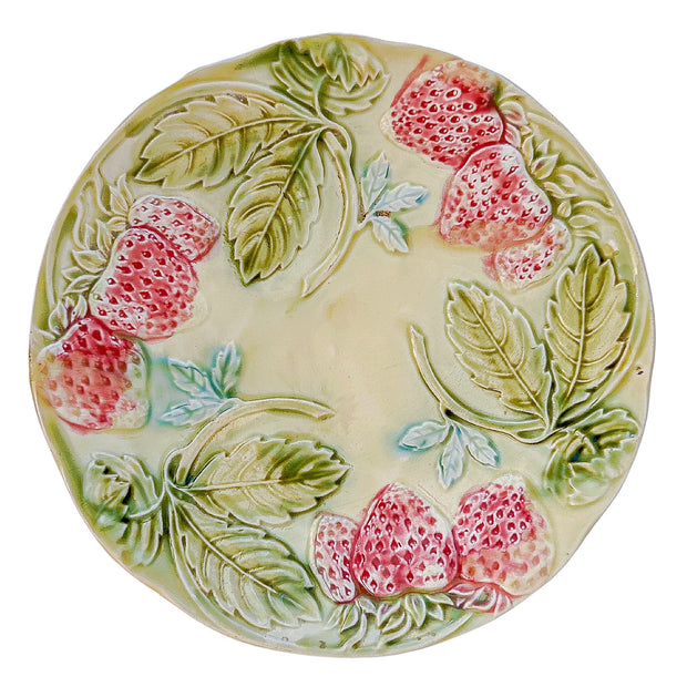 Antique French Barbotine Strawberry Plate