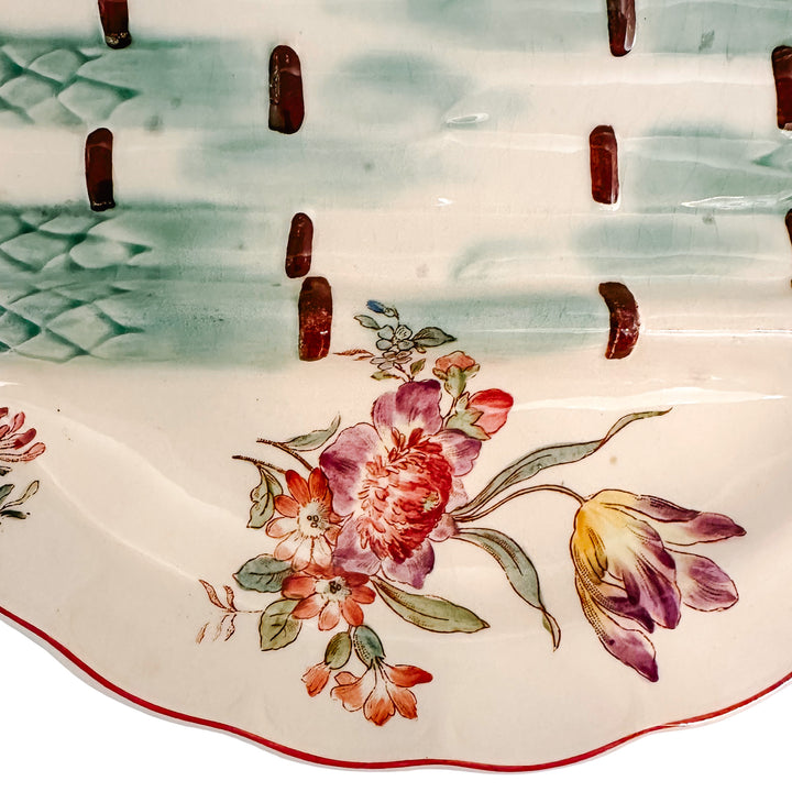 Antique French Longchamp Majolica Asparagus Plate
