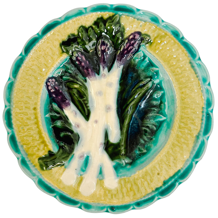 Antique French Majolica Asparagus Plate