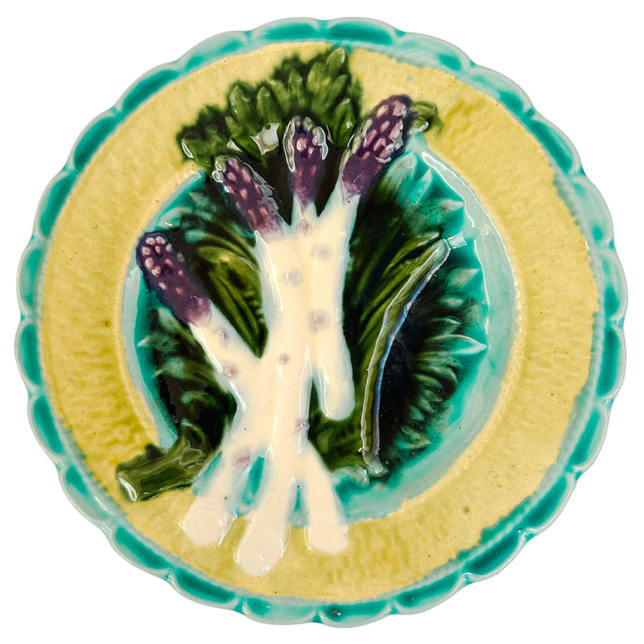 Antique French Majolica Asparagus Plate