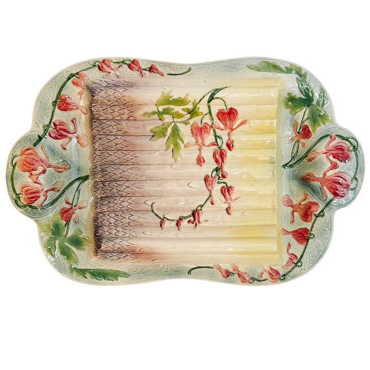 Antique French Majolica Asparagus Serving Platter by St. Clément