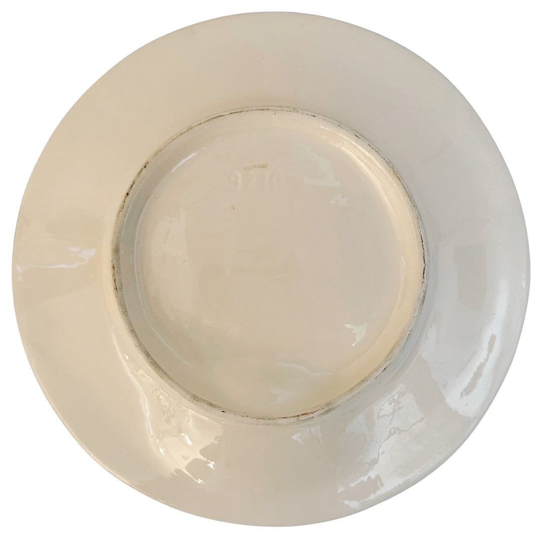 Antique French Majolica Barbotine Asparagus & Artichoke Plate