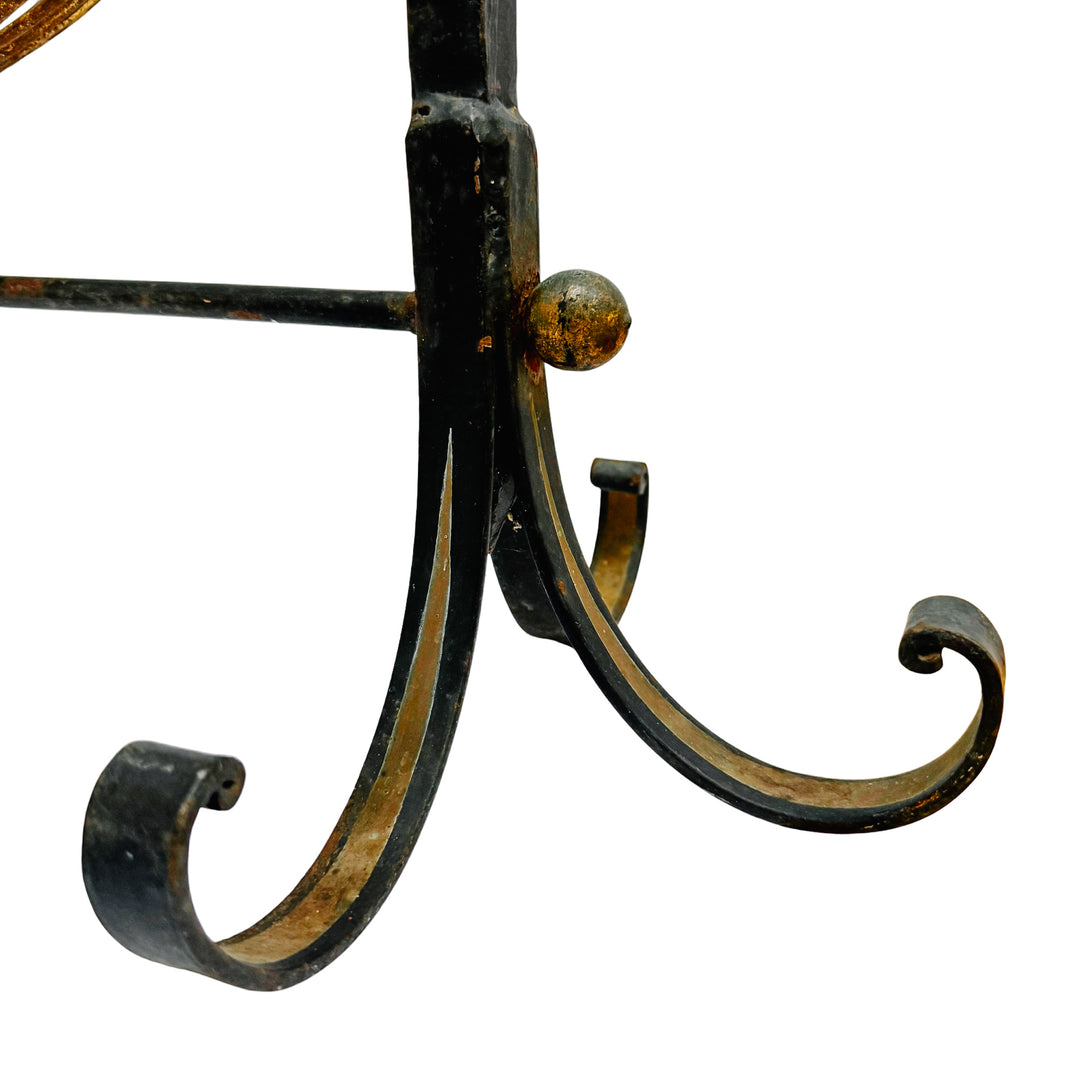 Antique French Wrought Iron Pinecone Swinging Kindling Log Holder
