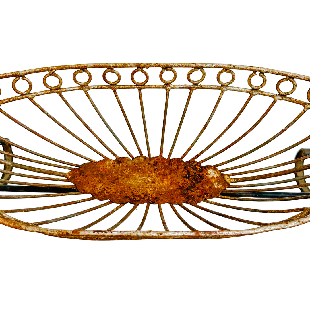 Antique French Wrought Iron Pinecone Swinging Kindling Log Holder