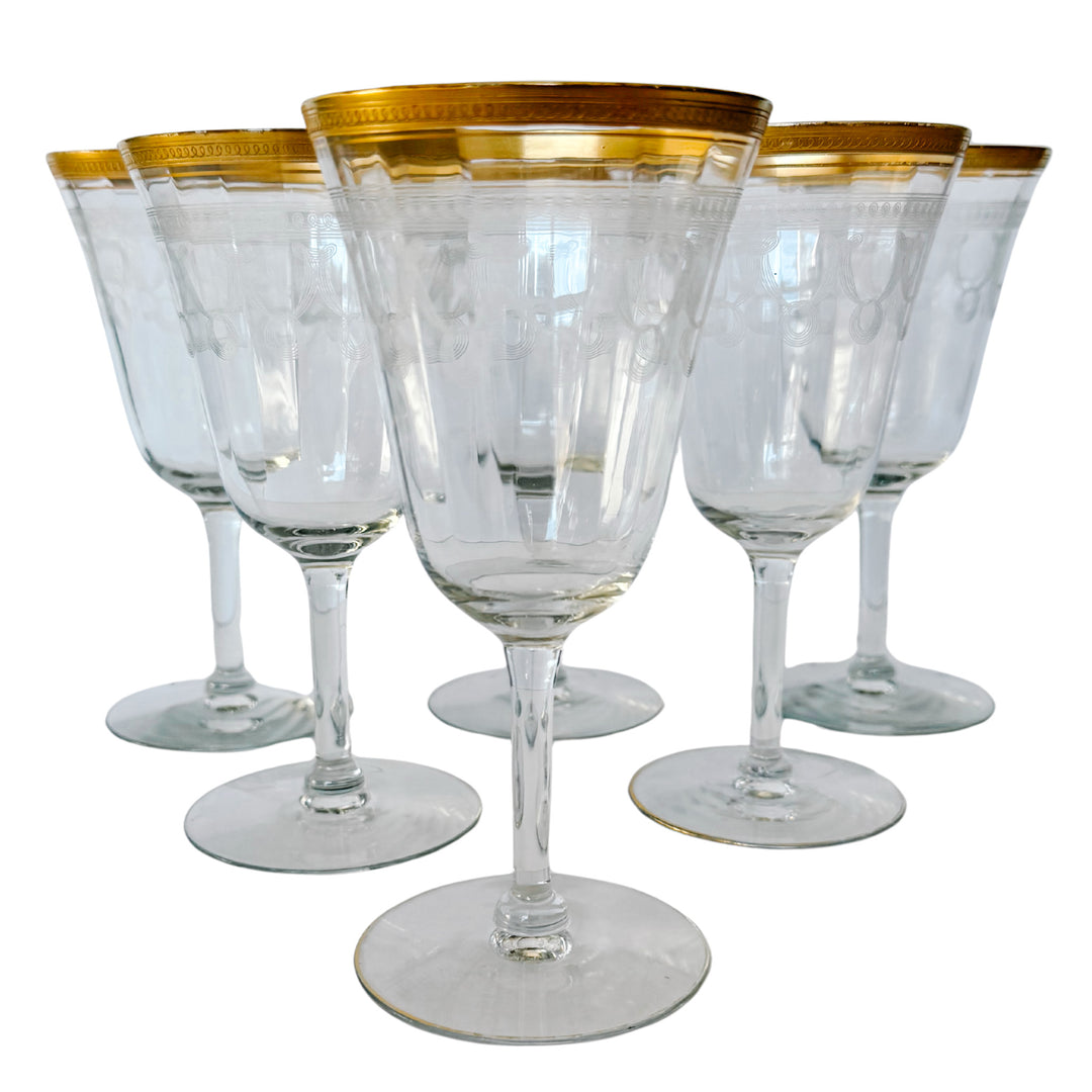 Antique Gold Encrusted Wine Glasses By Tiffin-Franciscan