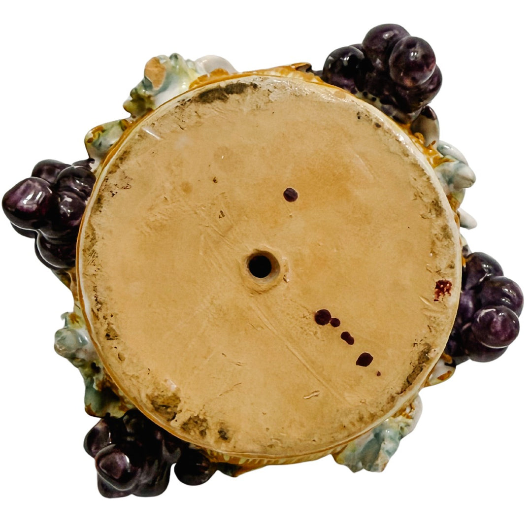 Antique Hand-Painted French Barbotine Fruit & Floral Centerpiece