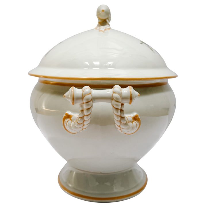 Antique Haviland & Co. Limoges Porcelain Soup Tureen with Lid, Schleiger Rose Pattern