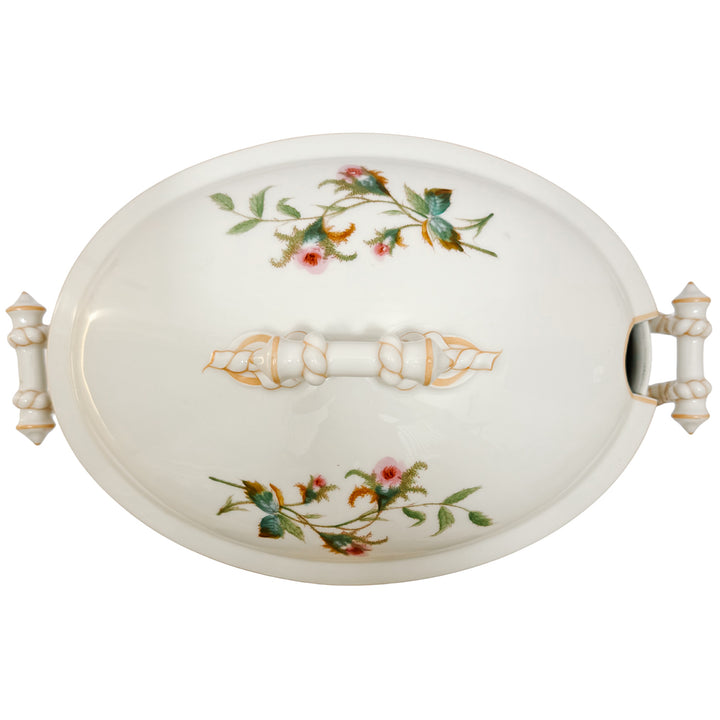 Antique Haviland & Co. Limoges Porcelain Soup Tureen with Lid, Schleiger Rose Pattern