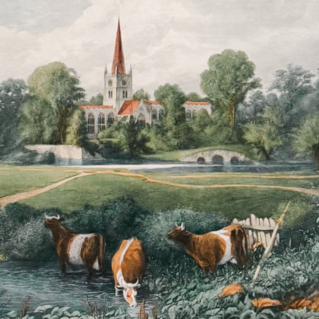 Large Framed Vintage Stratford-on-Avon James Fairman Lithograph