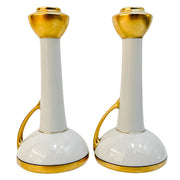 Antique Limoges Monogrammed Handled Candlestick Holders